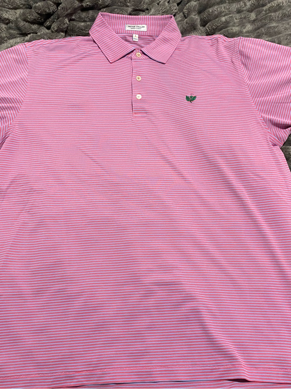 Peter Millar Pink and White Striped Polo